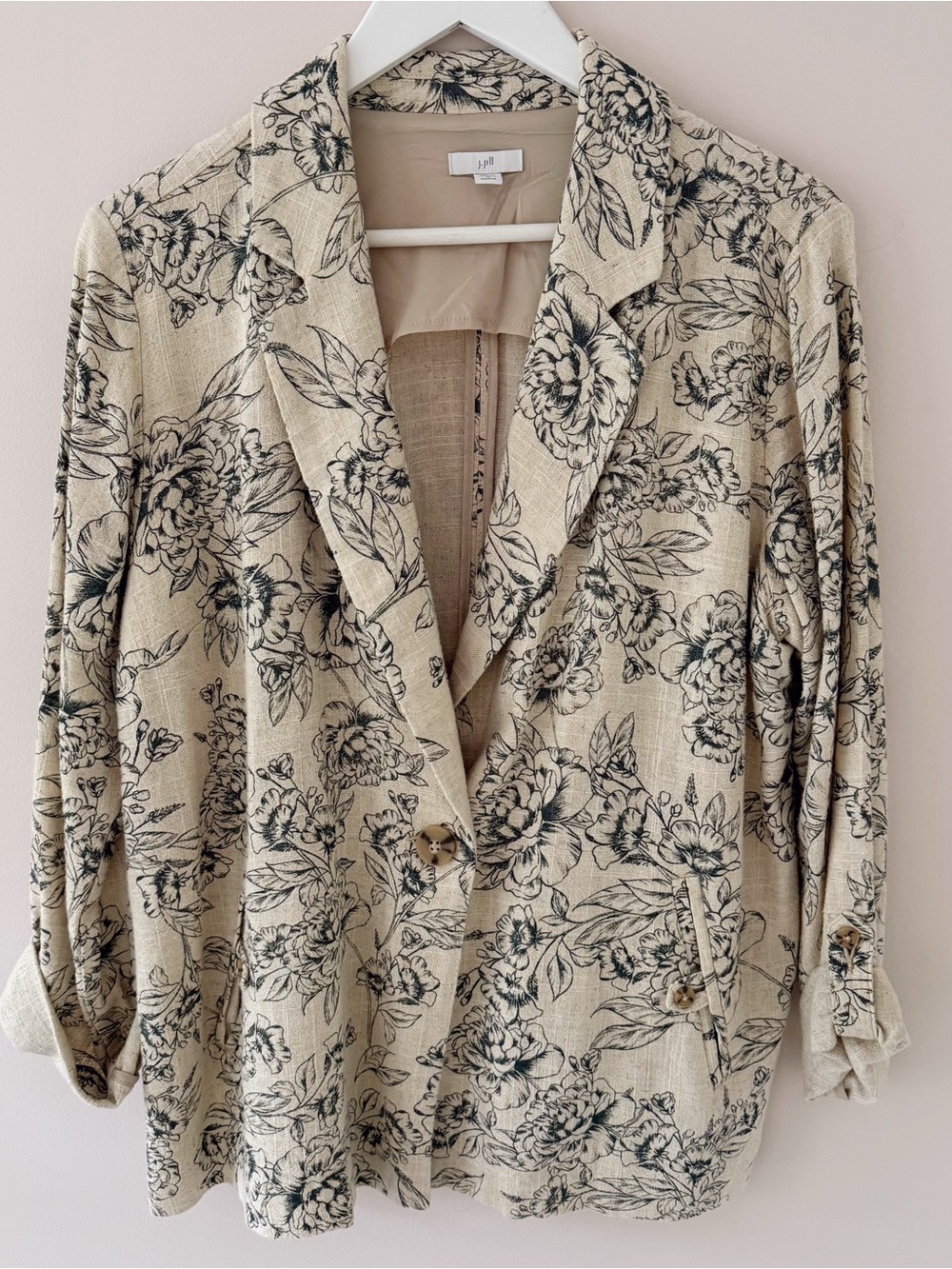 J. Jill Linen Blend Floral Blazer Jacket